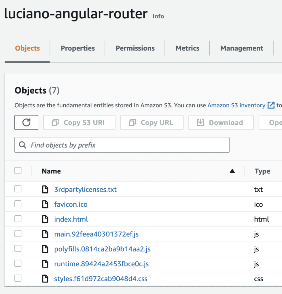 Lista de arquivos no bucket S3