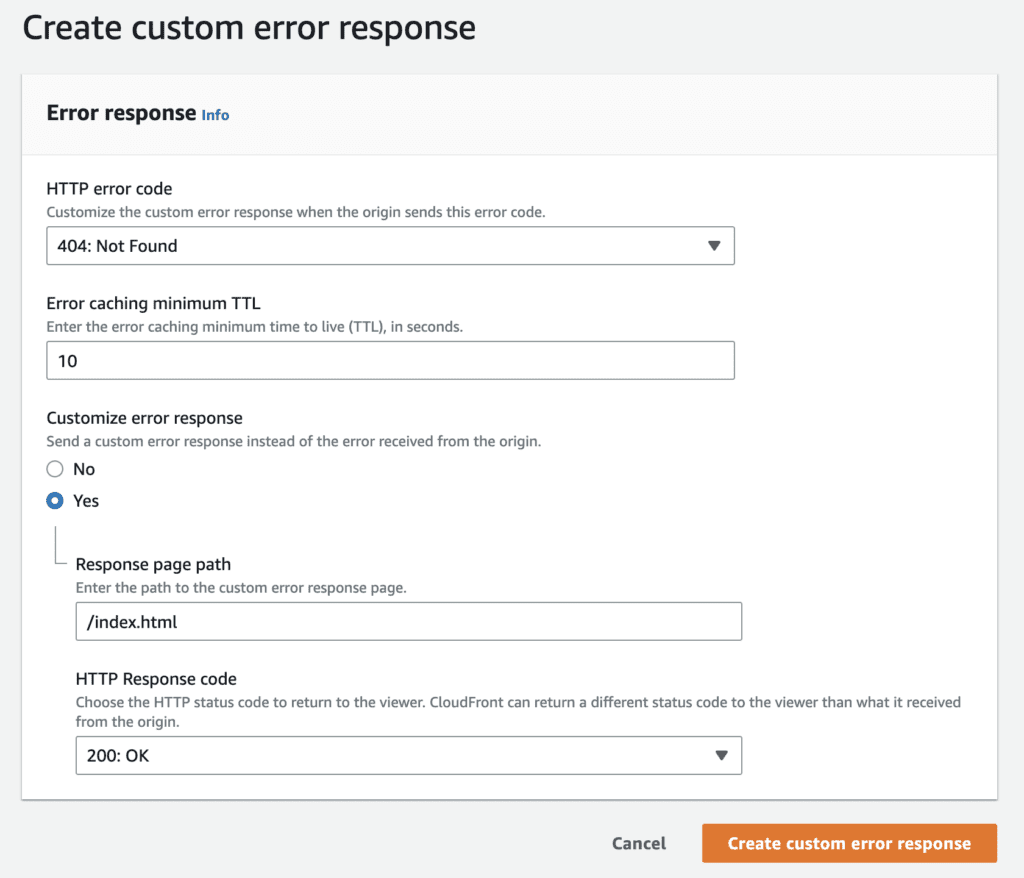 Criação de uma resposta de erro customizada